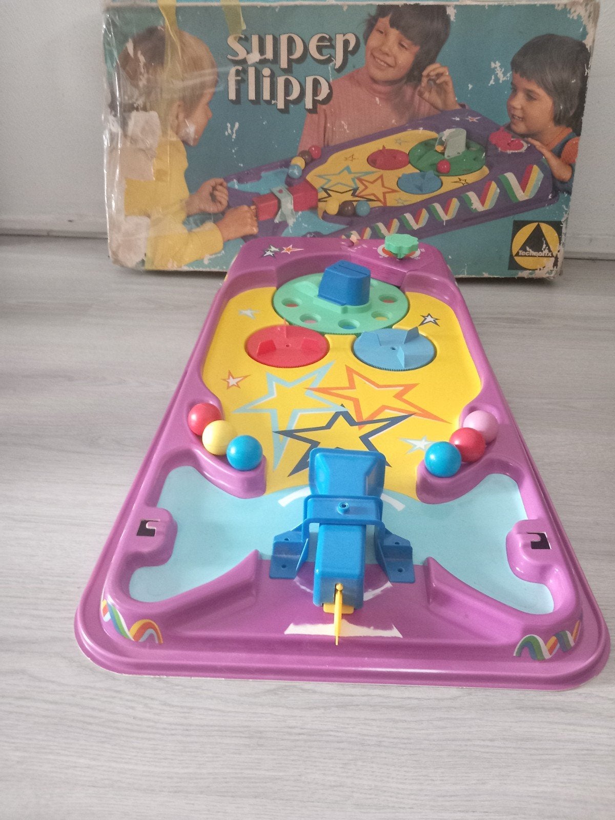 Technofix Super Flipp spel - Werkend, doos gehavend, Antiek en Kunst, Antiek | Speelgoed, Ophalen of Verzenden