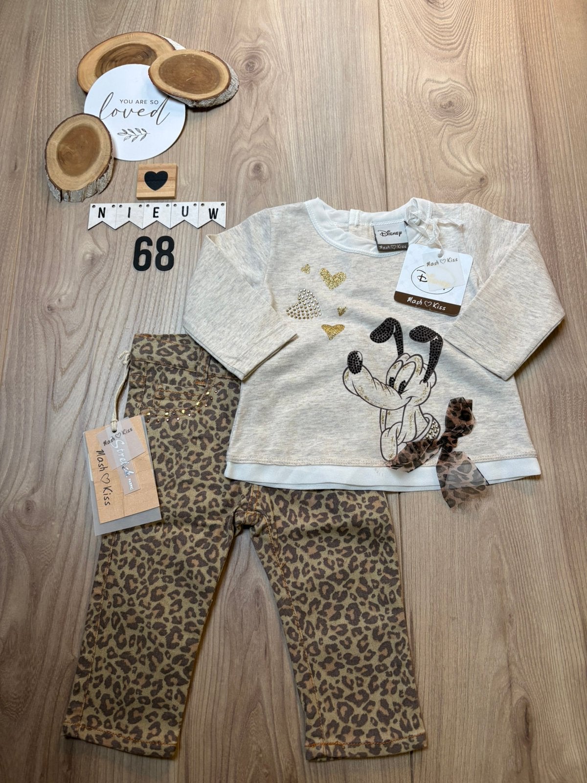 Baby meisje setje mash kiss disney pluto shirt broek maat 68, Kinderen en Baby's, Babykleding | Maat 68, Ophalen of Verzenden