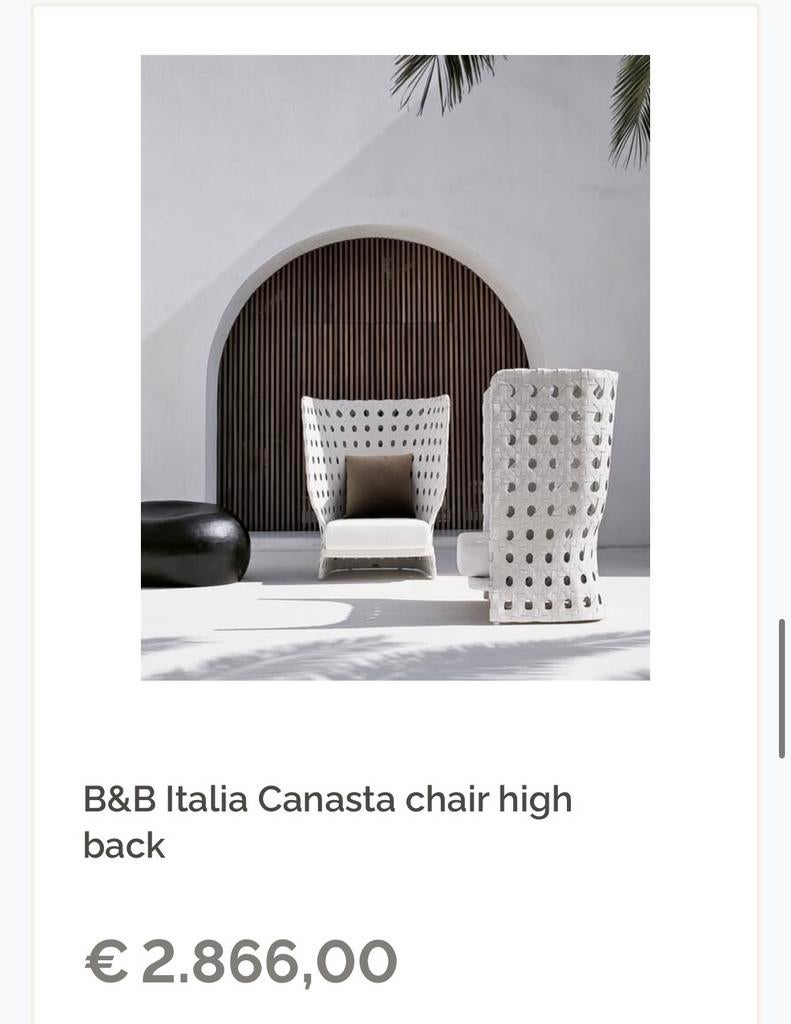 B&B Italia Canesta High Chair Loungeset, Tuin en Terras, Tuinsets en Loungesets, Ophalen, Zo goed als nieuw, Stoel