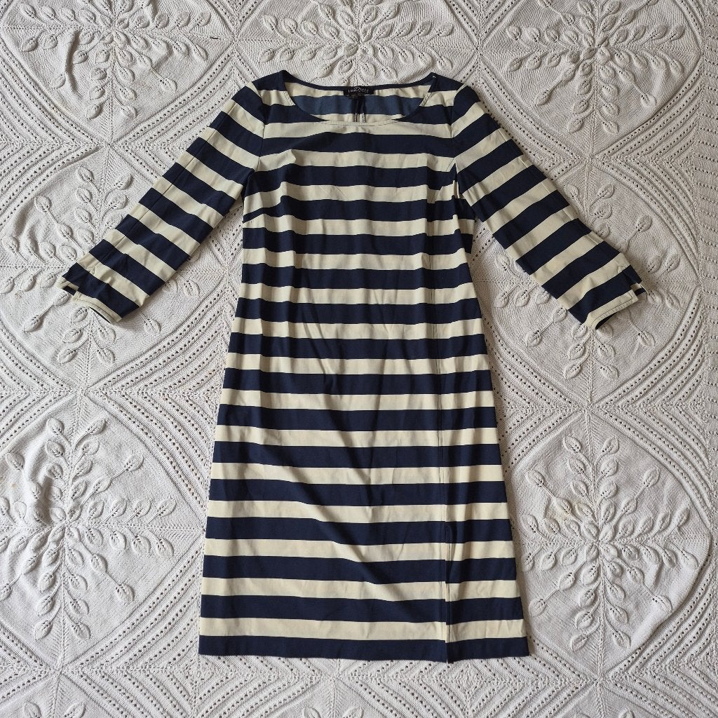 LaDress jurk blauw-wit streep L, Ophalen of Verzenden, Zo goed als nieuw, Blauw, Knielengte