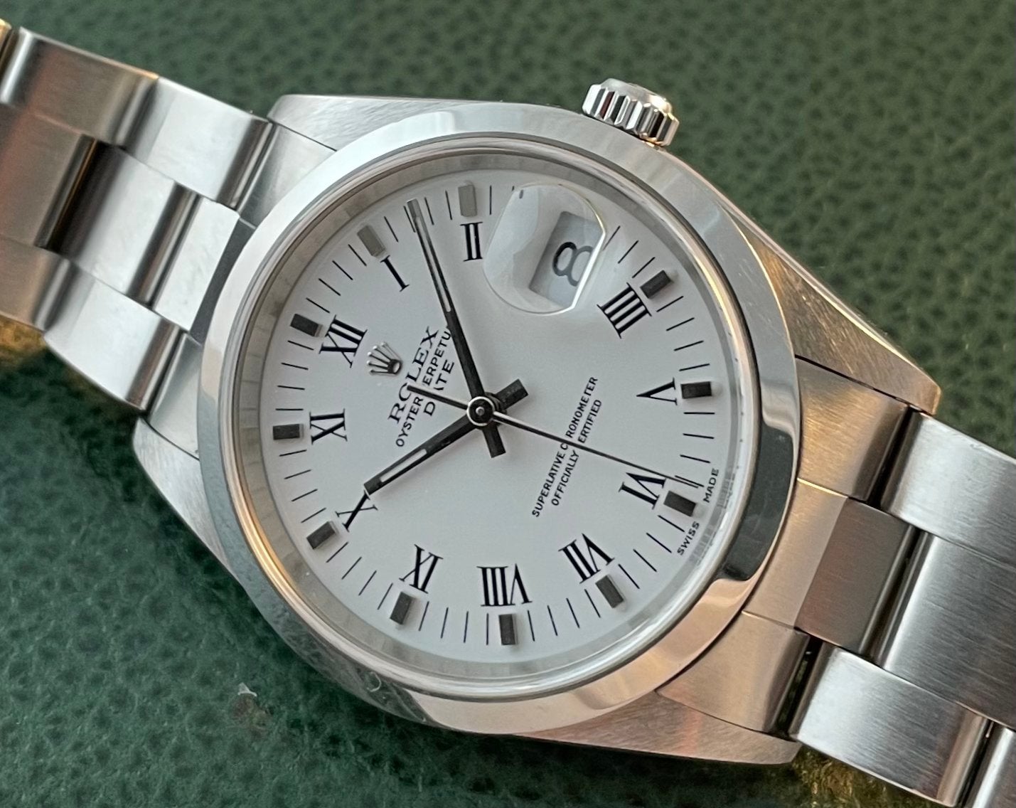 Rolex Date 15200 (34mm), Staal, Polshorloge, Ophalen of Verzenden, Zo goed als nieuw