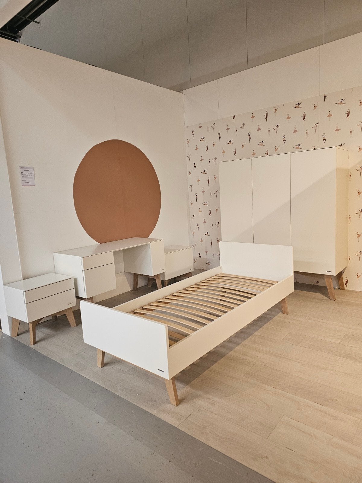 Tienerkamer Kidsmill Sixties wit/eiken, Ophalen, 85 tot 100 cm, Zo goed als nieuw, Lattenbodem