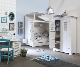 Kids Factory Bedstee Strand met 3 opberglades, Gebruikt, 90 cm, Eenpersoons, Wit