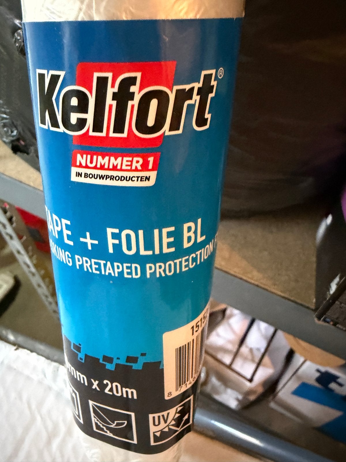 Kelfort UV Tape + Folie BL - Masking Pretaped Protection, Doe-het-zelf en Verbouw, Zeil en Folie, Ophalen, Nieuw, 15 m² of meer