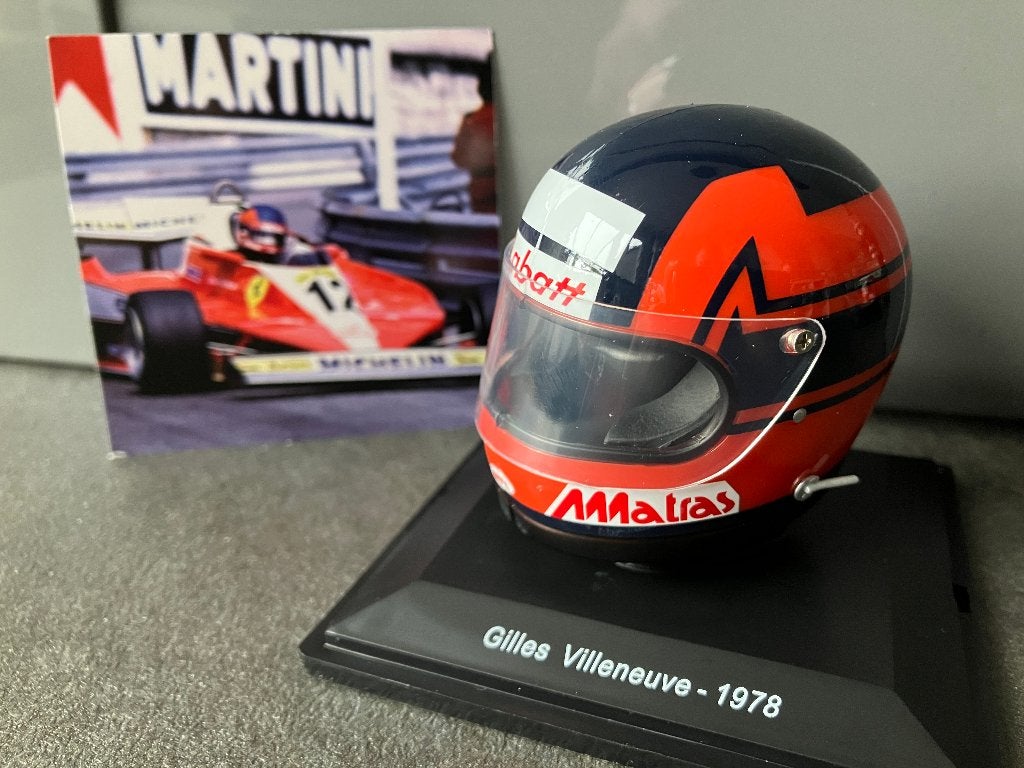 ✅ Gilles Villeneuve 1:5 helm 1978 Ferrari 312T Formule 1, Ophalen of Verzenden, Nieuw, Formule 1
