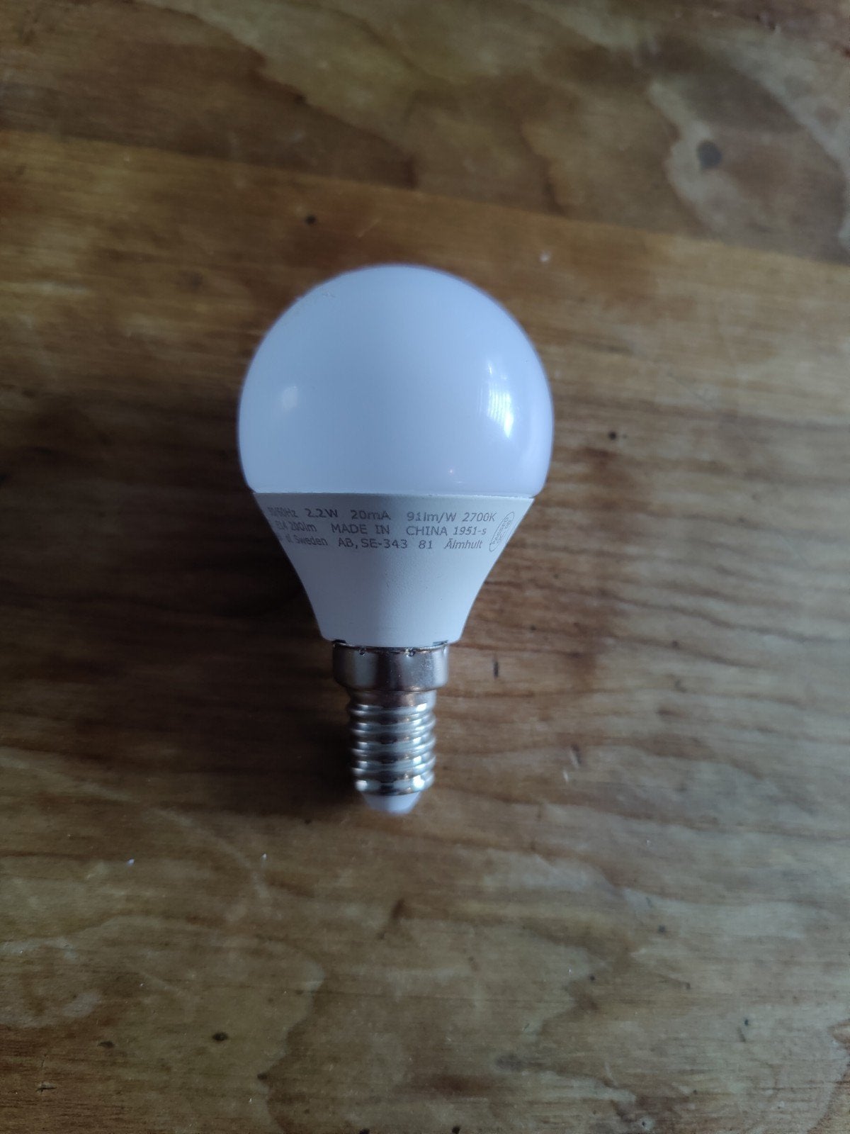 Ikea E14 lamp 2W, 200 lumen, Huis en Inrichting, Ophalen, Led-lamp, Gebruikt, E14 (klein)