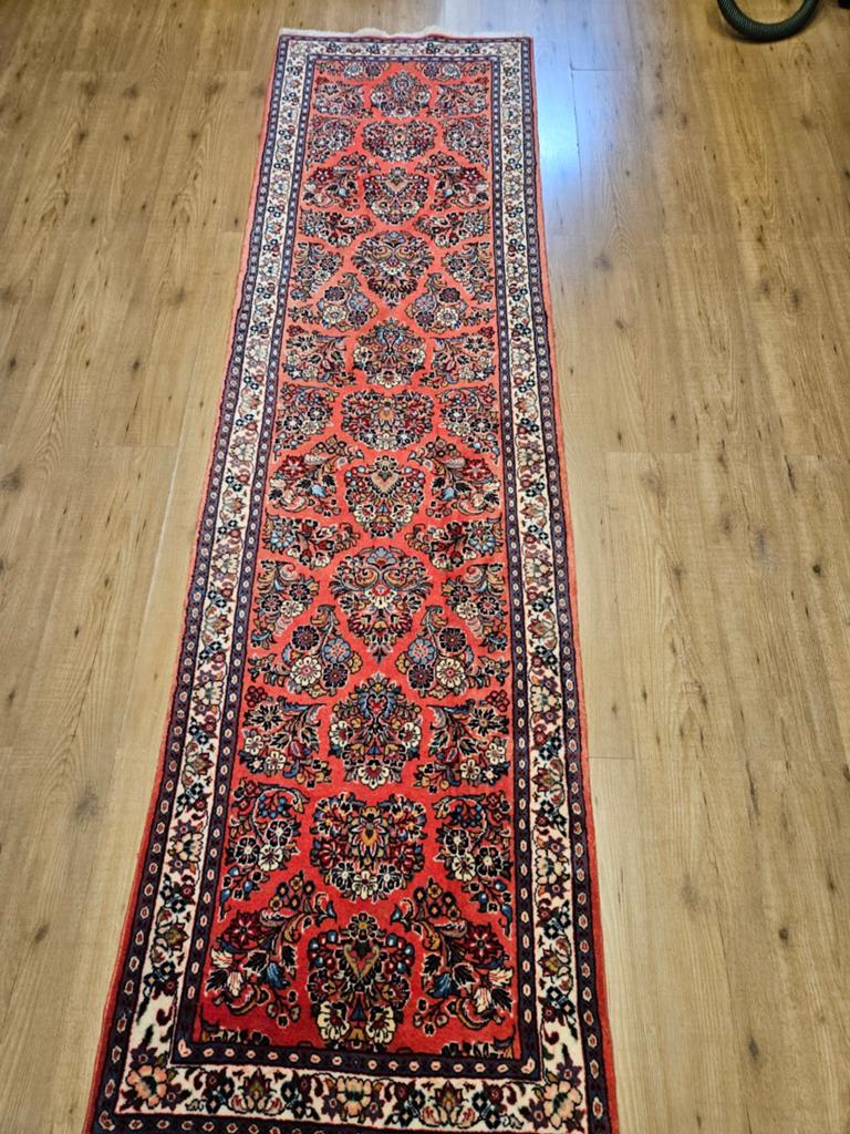 Handgeknoopt perzisch tapijt loper sarough 283x80, Info@SlatsAntiek.nl, Crème, Perzisch, Vof Slats Antiek