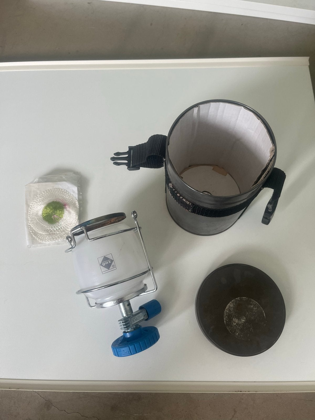 Camping Gaz lamp met opbergblik en kousjes, Ophalen, Gebruikt