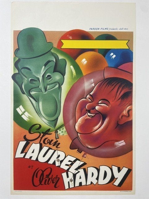 poster Laurel en Hardy jaren 1960, Verzamelen, Posters, Ophalen of Verzenden, Gebruikt, A1 t/m A3, Film en Tv