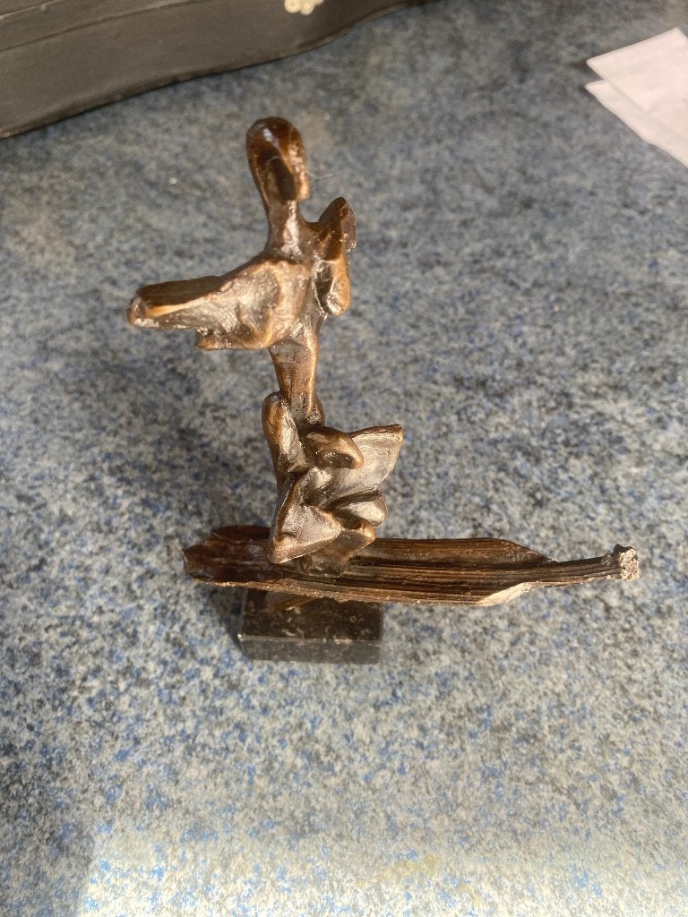 bronzen beeldje Hans van Eerd titel Samen - Gaan, 1991, Minder dan 20 cm, Gepatineerd, Ophalen of Verzenden, Brons