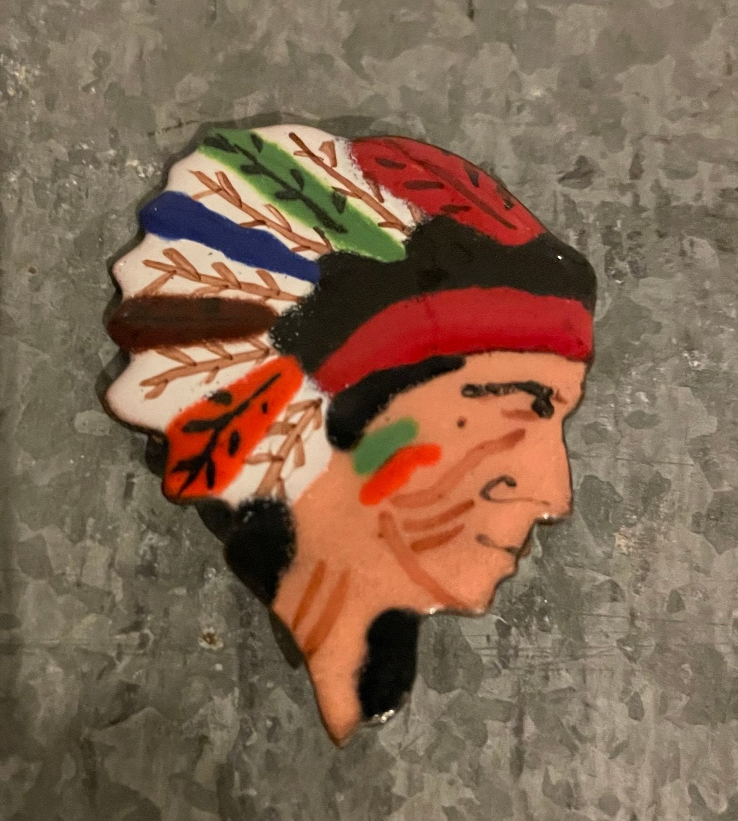 Prachtige broche indiaan Native American hoofdtooi, Ophalen of Verzenden, Zo goed als nieuw, Overige materialen