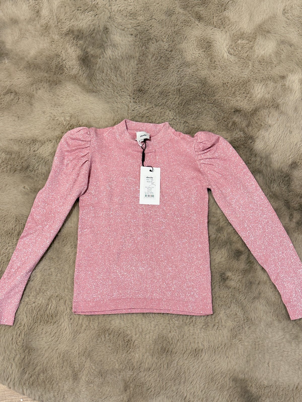 Roze glitter trui met pofmouwen, Ophalen, Nieuw, Lange mouw, Roze