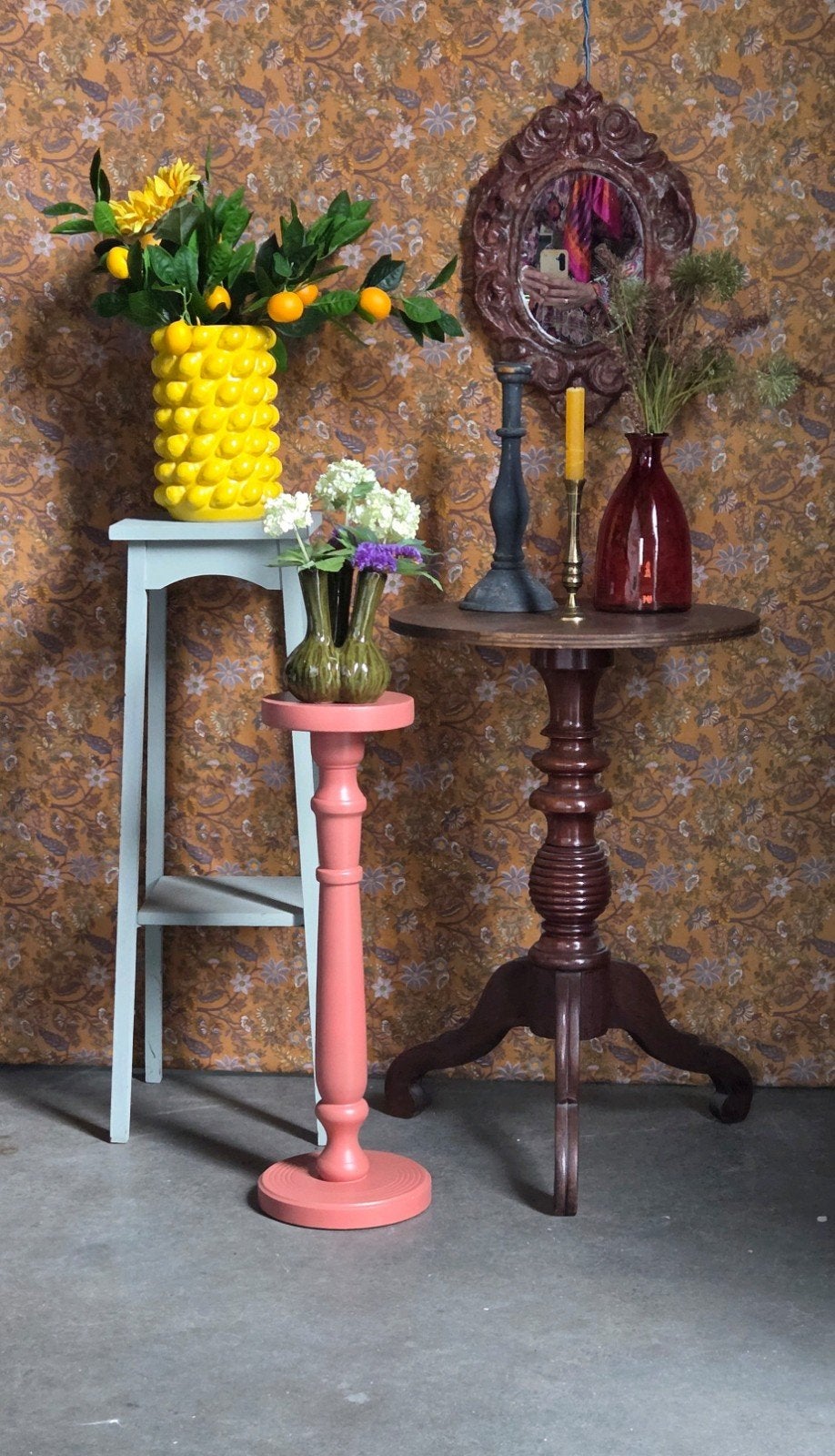 Vintage brocante plantentafel tafel bijzettafel zuil pilaar, Huis en Inrichting, Woonaccessoires | Zuilen en Pilaren, Ophalen