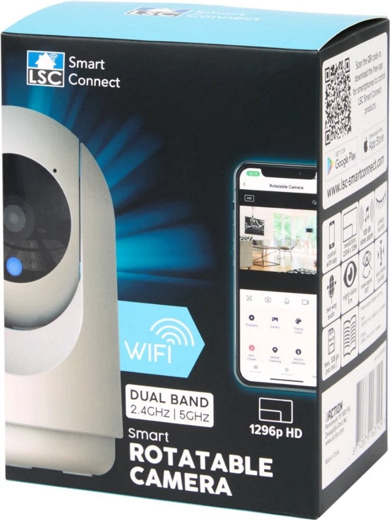 LSC Smart Connect Smart Rotatable camera 1296p HD WIFI2.4GHz, Audio, Tv en Foto, Videobewaking, Ophalen of Verzenden, Nieuw, Binnencamera