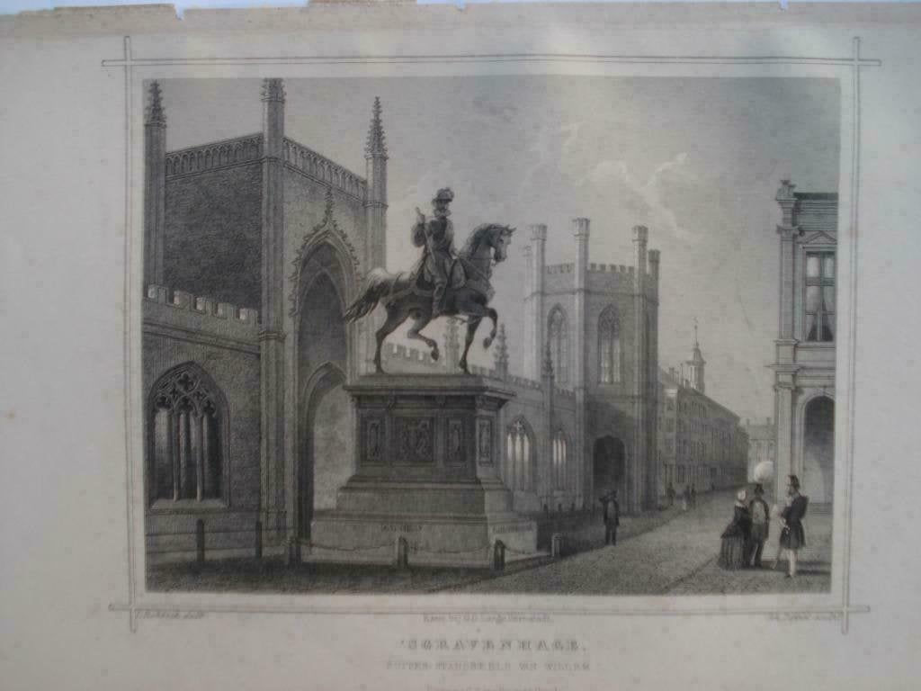 54 / Den Haag  Ruiterstandbeeld  Willem II Staalgravure 1860, Ophalen of Verzenden