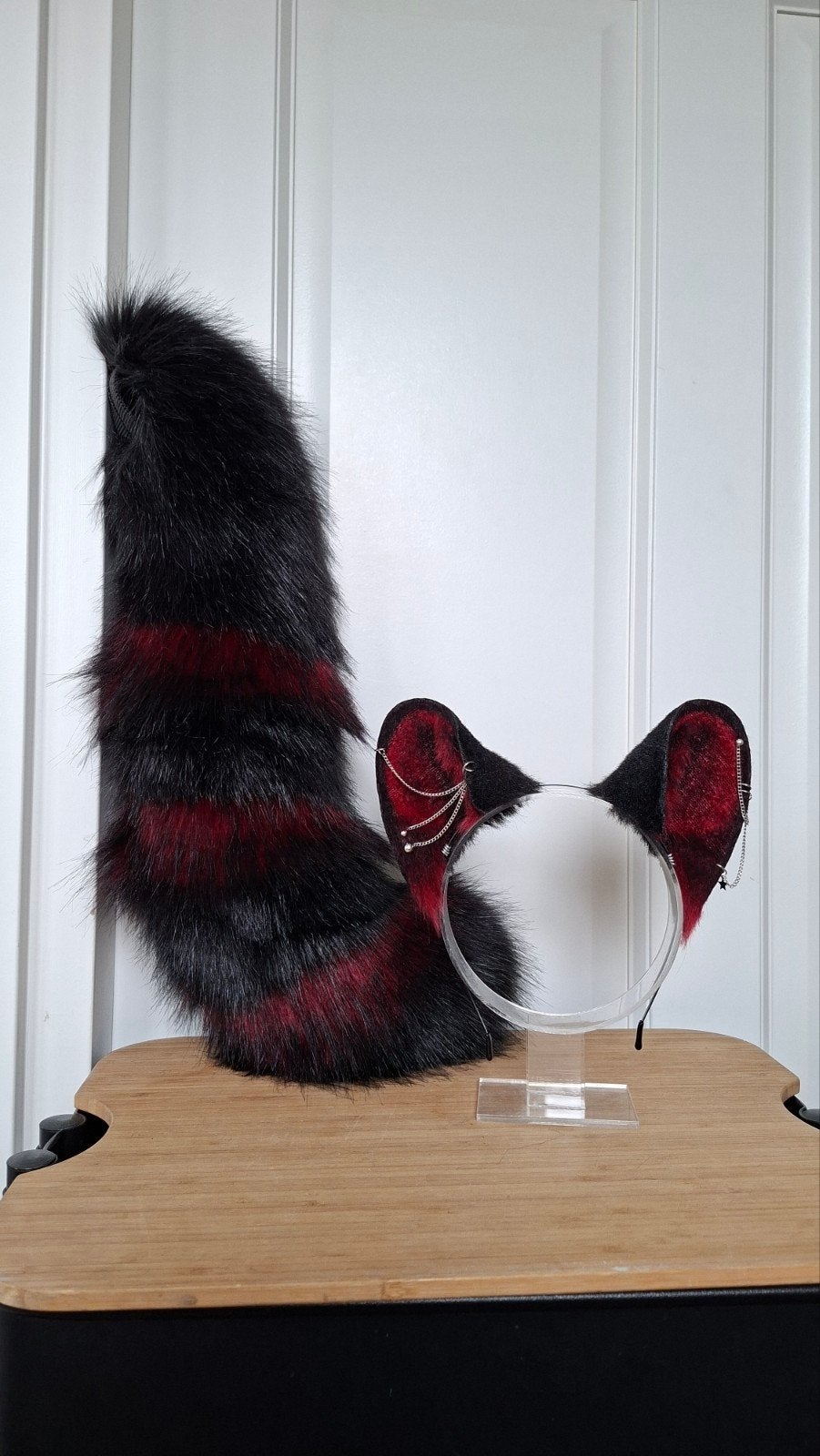 gothic faux fur cosplay set raccoon, Ophalen of Verzenden, Nieuw, Accessoires