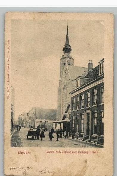 Utrecht Lange Nieuwstraat hondenkar winter uitg v.Brussel, Ophalen of Verzenden, Voor 1920, Gelopen, Utrecht