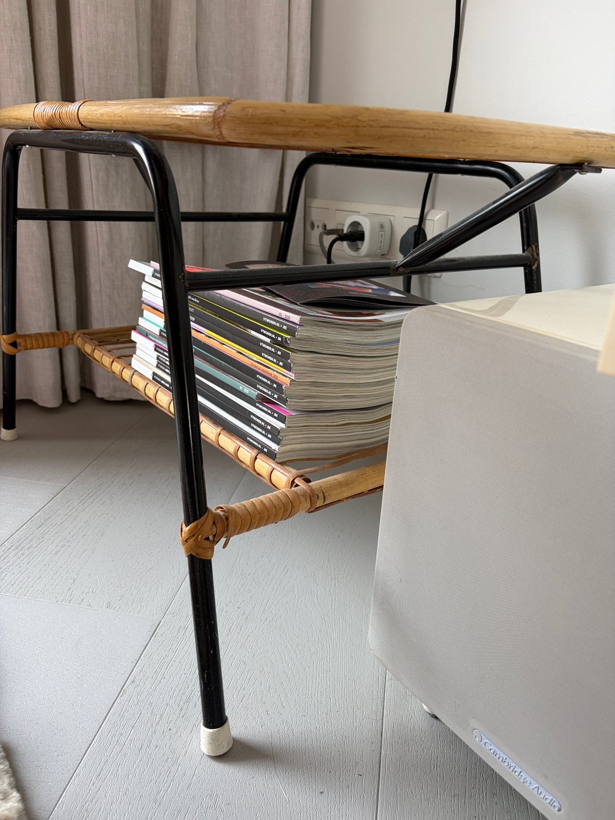 Vintage rohé salontafel rechthoek met wolkglas, Ophalen, Minder dan 50 cm, Gebruikt, 50 tot 100 cm