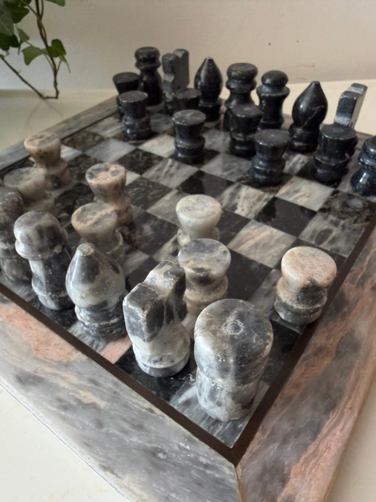 Vintage Onyx schaakspel, Antiek en Kunst, Ophalen of Verzenden