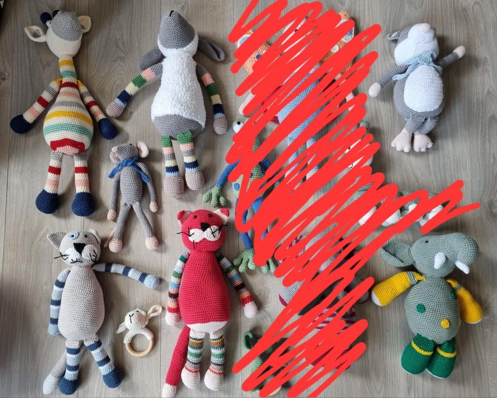 Gehaakte knuffelbeesten. Knuffeldiertjes. Popjes., Ophalen of Verzenden, Nieuw, Overige typen