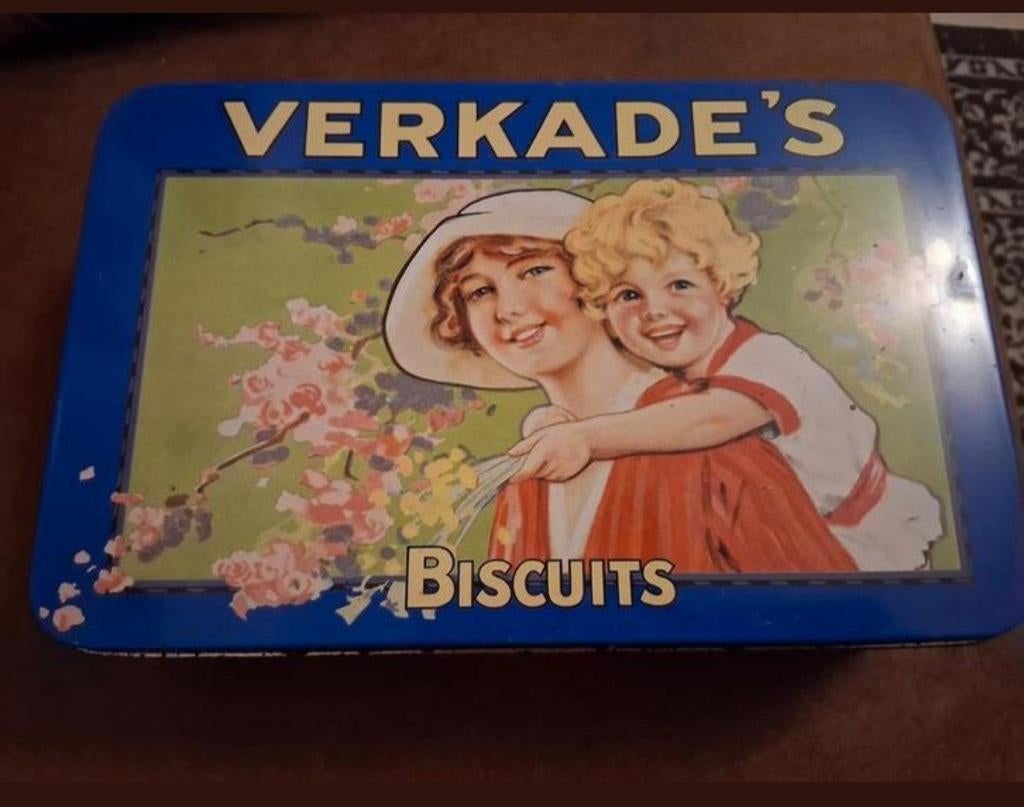 Verkade koekblik (vintage), Verzamelen, Blikken, Ophalen of Verzenden, Gebruikt, Koek(jes), Verkade