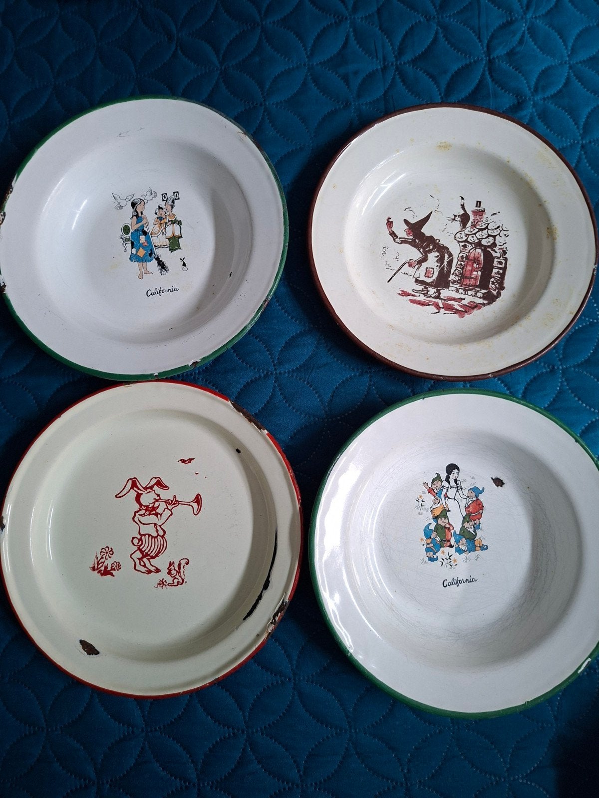 oude emaille kinderbordjes jaren 50/60, Ophalen of Verzenden