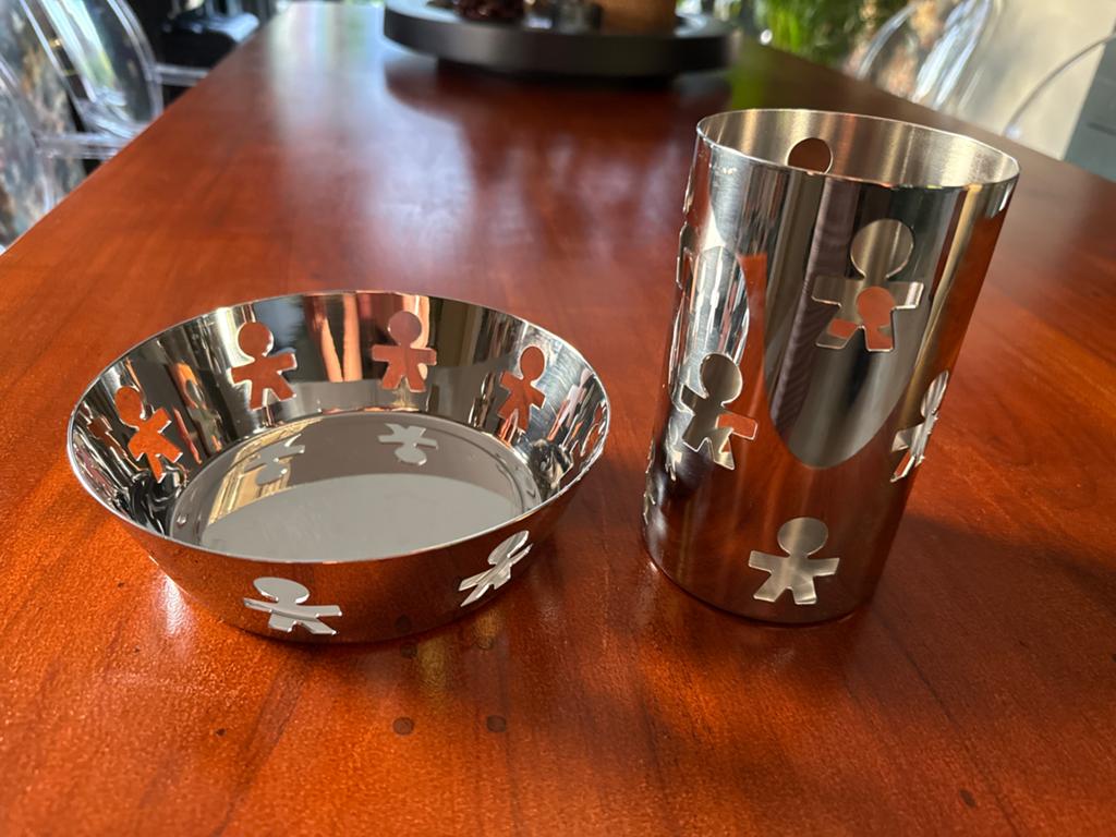 Alessi Schaal en bestek Vaasje - Inox 18/10 Italy, Overige materialen, Schaal, Rond, Ophalen of Verzenden