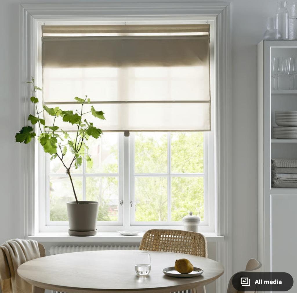 Set van 5 IKEA RINGBLOMMA vouwgordijn beige, Huis en Inrichting, Ophalen, Gebruikt, Beige, Vouwgordijn