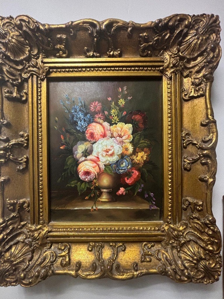 Brooks – Stilleven met bloemen (34) – S.5162 - 20 x 23.5, Doek, Impressionistisch, Olieverf, Ophalen