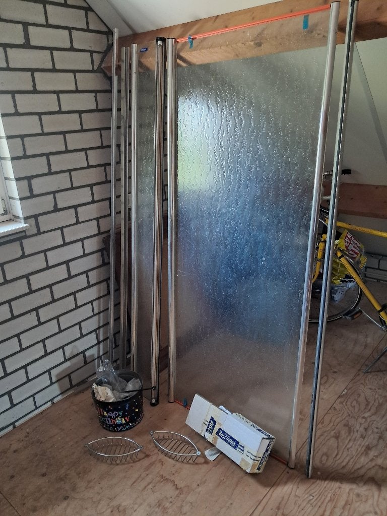 Douchewand met profielen, Ophalen, Nieuw, Rvs, Douche