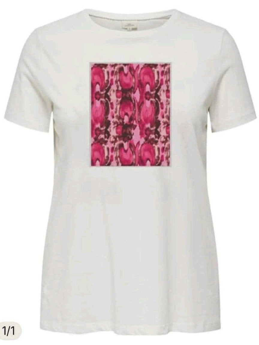 Wit shirt met print Carnew van Only Carmakoma Maat 46/48, O, O, Maat 46/48 (XL) of groter, Nieuw