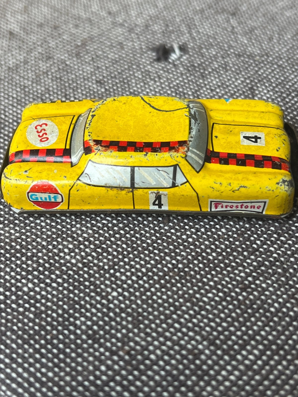 Vintage Gele Raceauto Blikken Speelgoed - Nummer 4, Ophalen, Gebruikt, Auto's