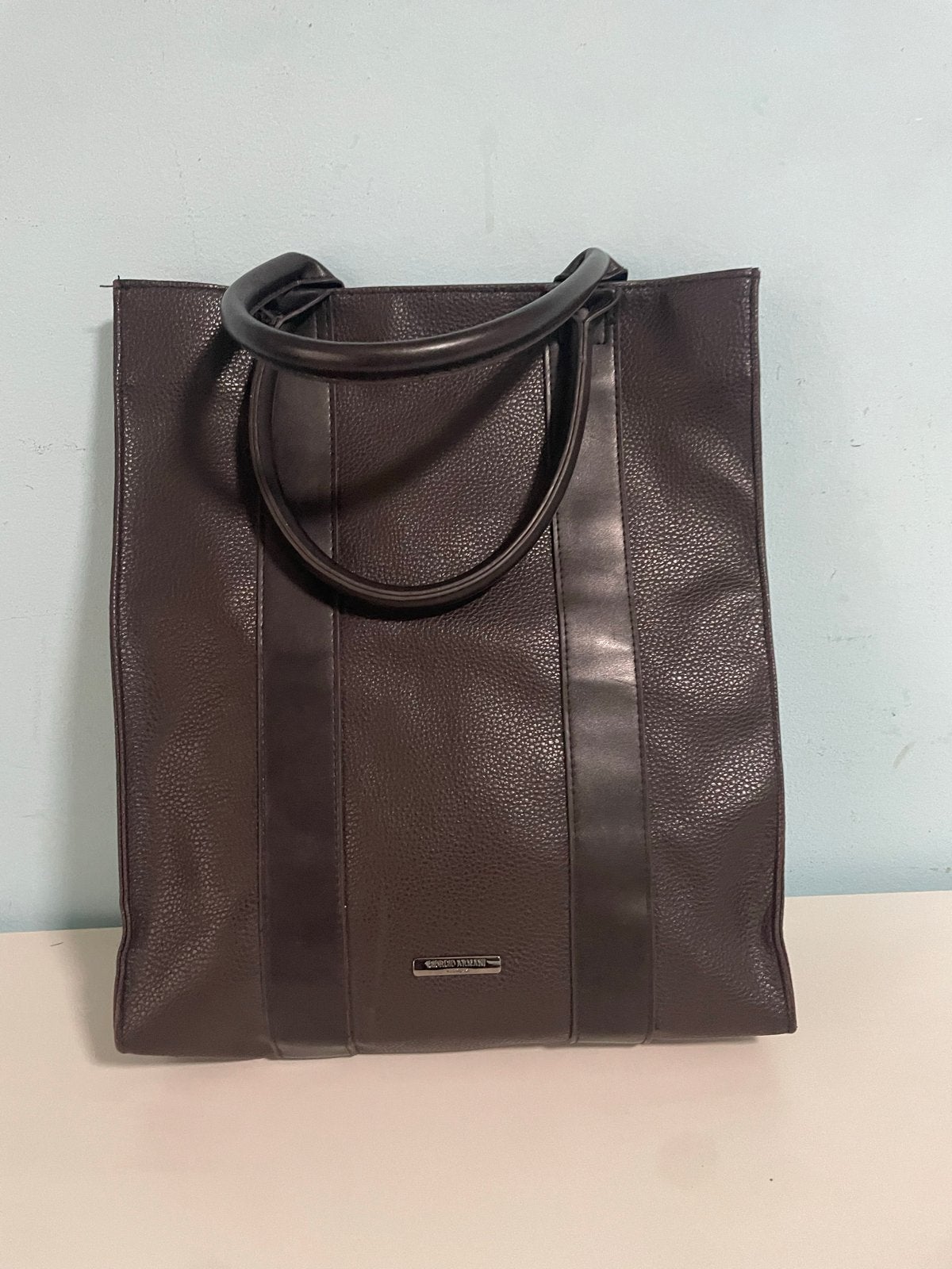 Giorgio Armani Shopper Tas - Bruin Leer, Ophalen, Zo goed als nieuw, Bruin, Shopper