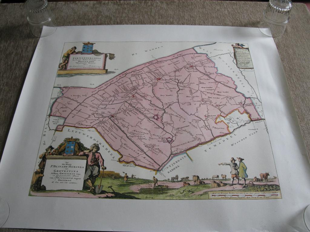Kaart Ferwerderadiel, Grietenijkaart van Schotanus 1682/1718, Ophalen of Verzenden, 1800 tot 2000, Nederland, Landkaart