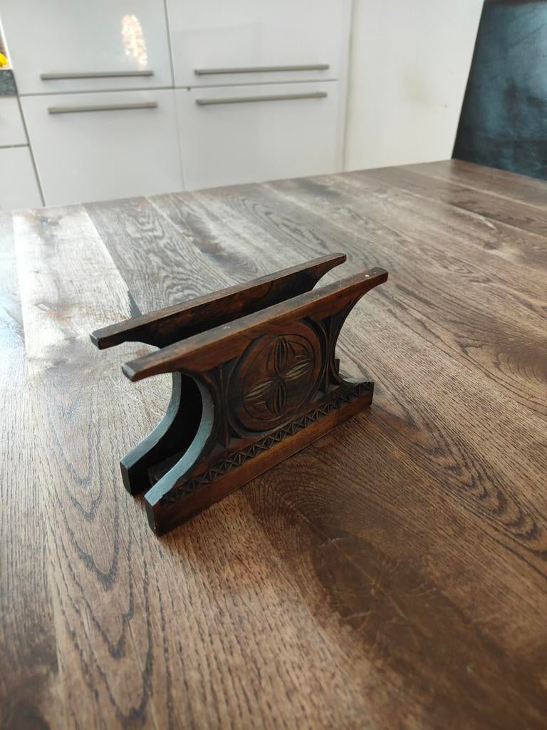 Vintage houten servethouder of brievenstandaard, Ophalen of Verzenden