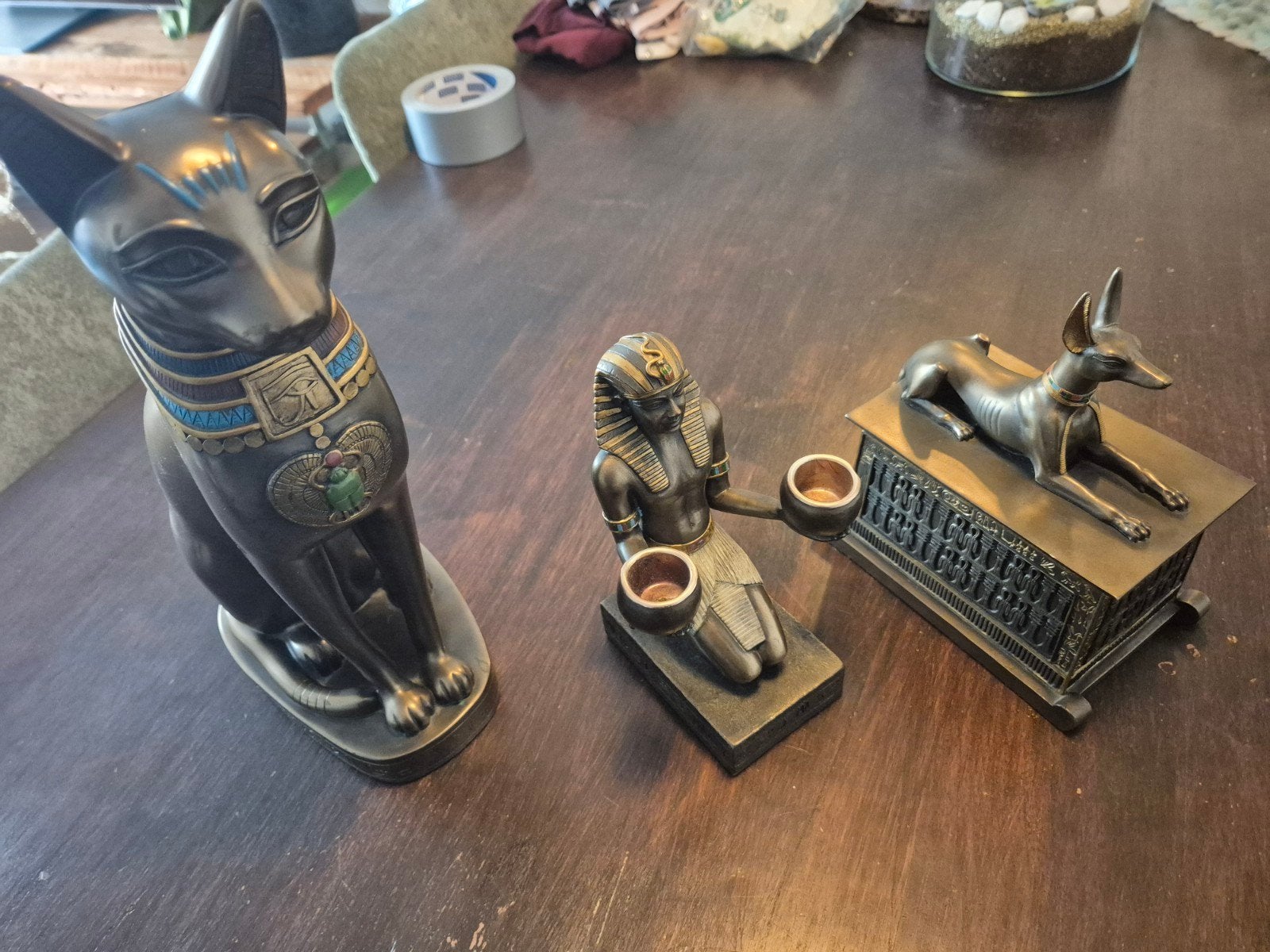 Veronese 2001 Egyptische beeldenset - Bastet, farao & Anubi, Antiek en Kunst, Ophalen