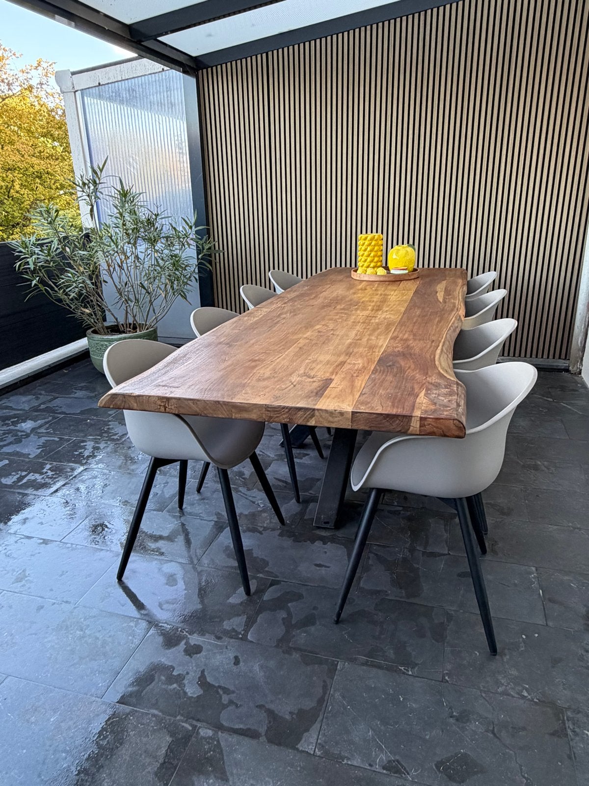8x Wehkamp Home Cebu tuinstoelen grijs – complete set, Ophalen, Zo goed als nieuw, Kunststof