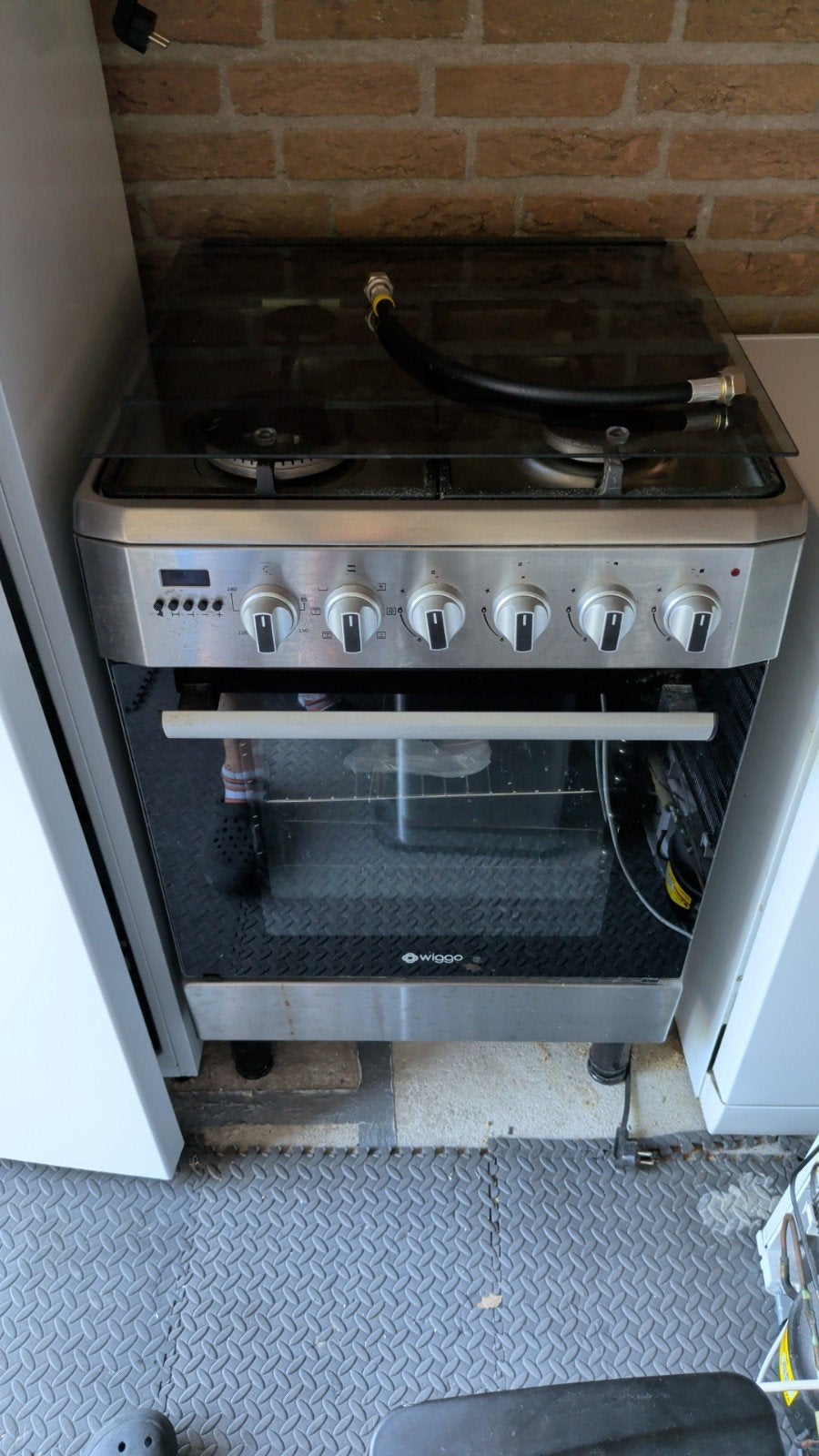Wiggo WO-E639R(XX) Serie 9 Gasfornuis - Wok - RVS, Witgoed en Apparatuur, Ophalen, Gebruikt, 60 cm of meer, 4 kookzones