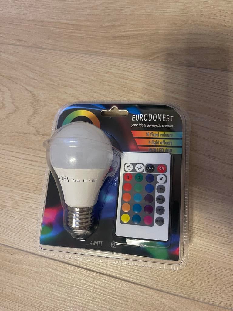 EURODOMEST RGB LED Lamp E27 met Afstandsbediening, Led-lamp, Minder dan 30 watt, Nieuw, E27 (groot)
