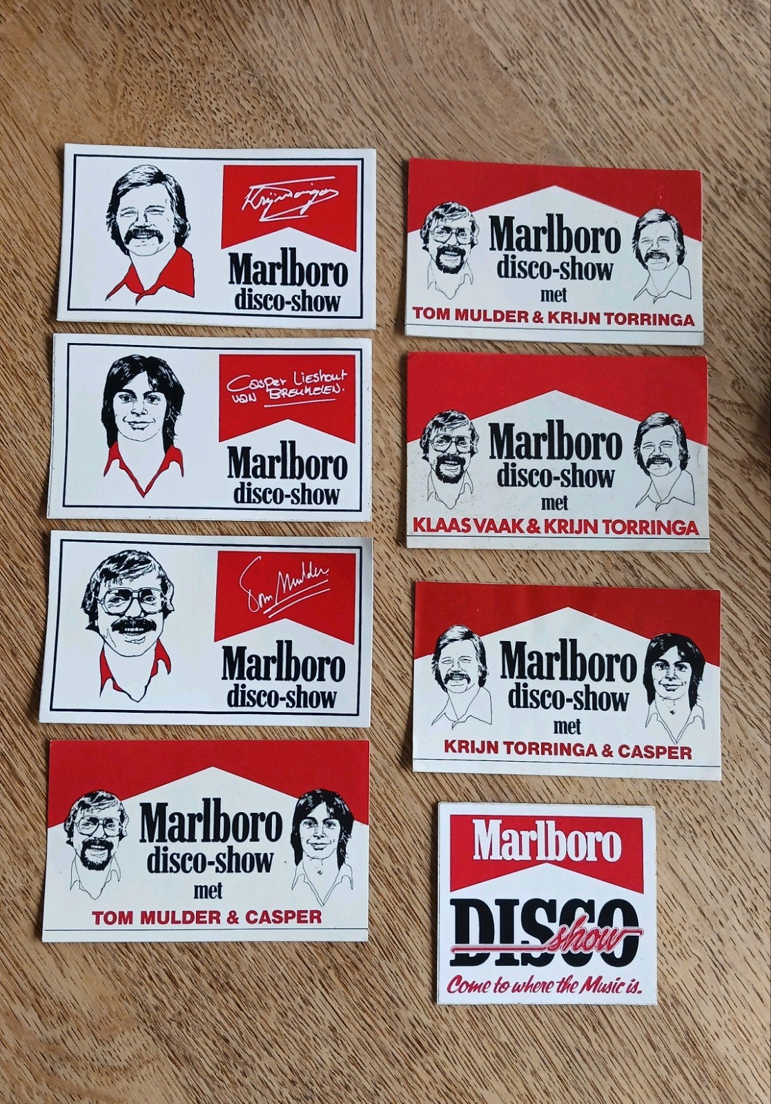 Setje Marlboro Disco Show, Tom Mulder, Krijn Torringa,Casper, Verzamelen, Stickers, Ophalen of Verzenden, Zo goed als nieuw