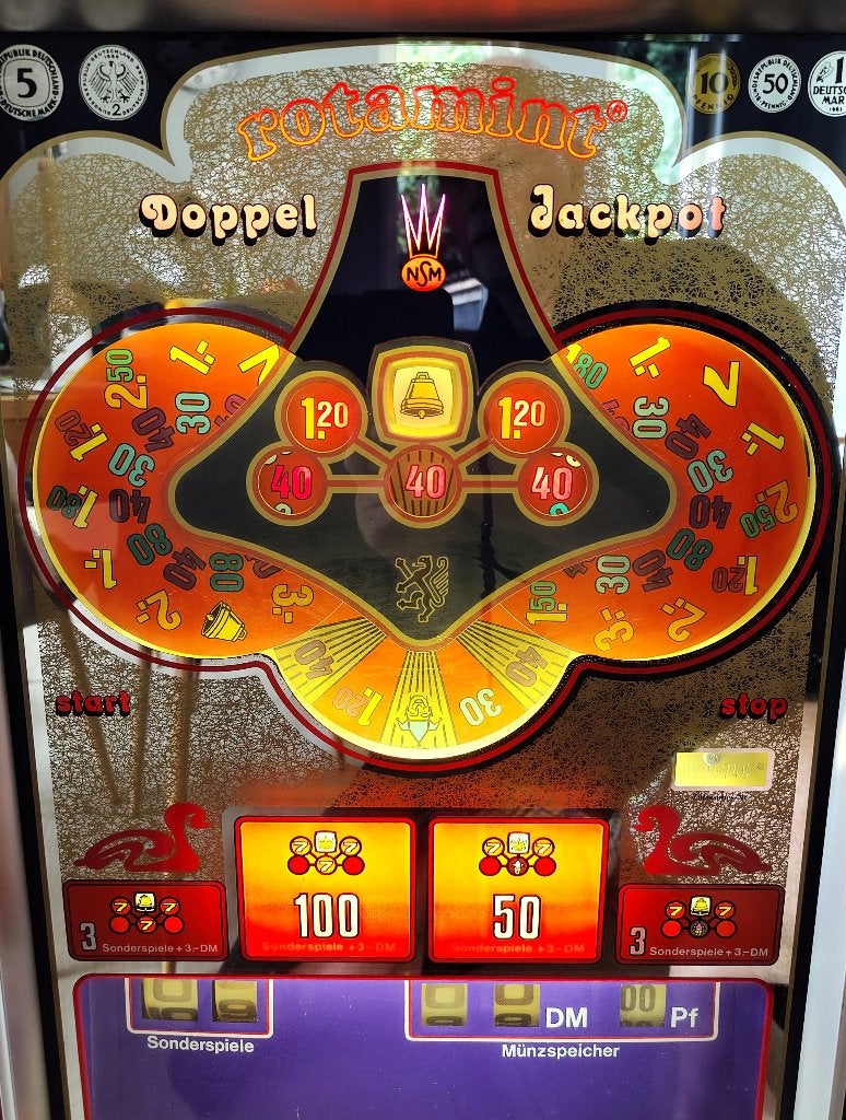 Mooie Rotamint Doppel Jackpot speelautomaat, Verzamelen, Automaten | Gokkasten en Fruitautomaten, Gulden, Ophalen, Gebruikt