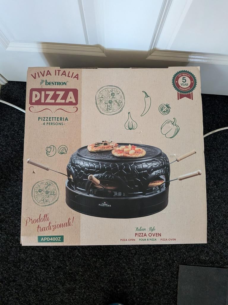 Bestron pizza oven, Witgoed en Apparatuur, Gourmetstellen, Ophalen, Zo goed als nieuw, 4 t/m 7 personen