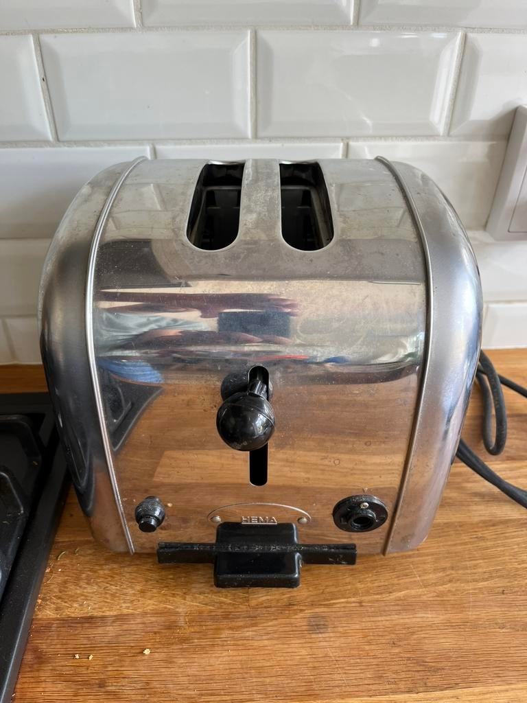 Mooie retro broodrooster van Hema, Witgoed en Apparatuur, Broodroosters, Ophalen, Gebruikt, Uitneembare kruimellade