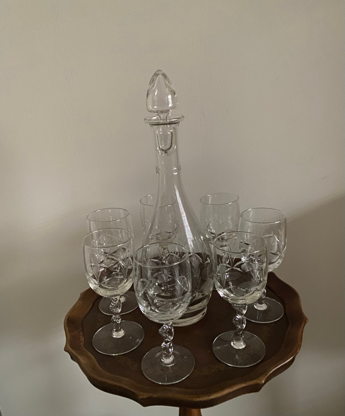 Kristallen Karaf met 6 Wijnglazen - Elegant Design, Antiek en Kunst, Ophalen of Verzenden