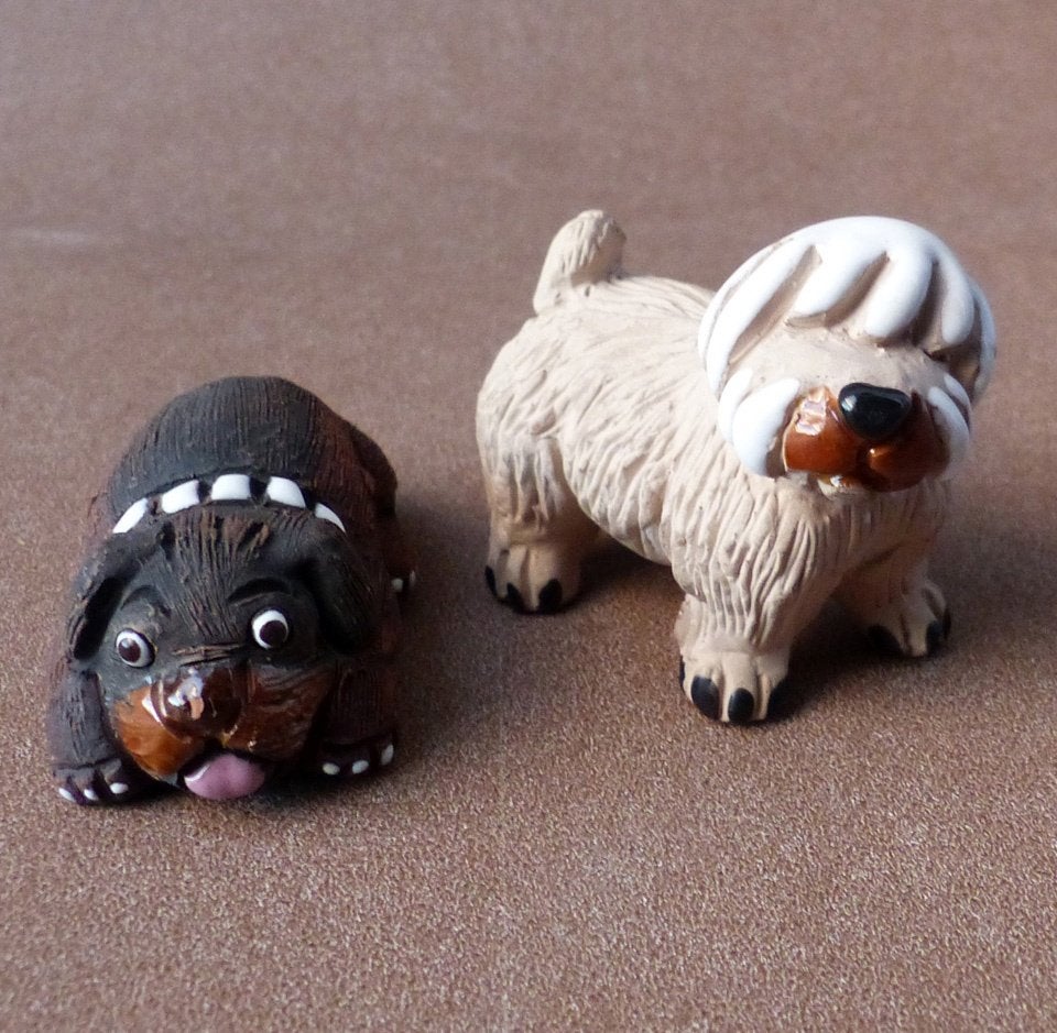 LEPS Peru vintage hondenbeeldjes beeldjes hond keramiek, Ophalen of Verzenden, Gebruikt, Dier