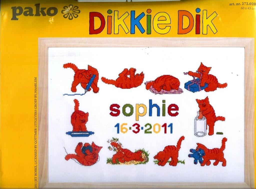 Cado dikkie dik groot borduurpakket geboorte, sophie, Hobby en Vrije tijd, Ophalen of Verzenden, Nieuw, Handborduren, Borduurpakket