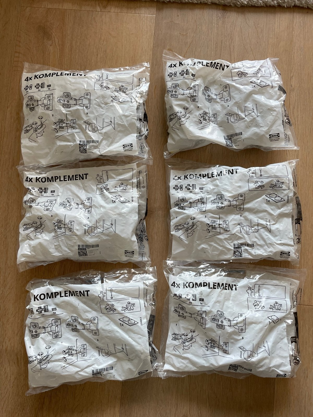 IKEA KOMPLEMENT zachtsluitende scharnieren (6x4 stuks), Doe-het-zelf en Verbouw, Hang- en Sluitwerk, Ophalen of Verzenden, Nieuw