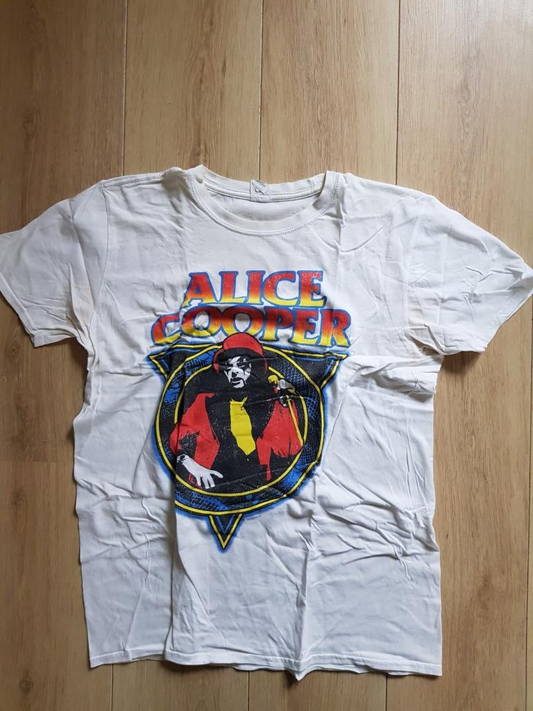 Alice Cooper shirt band vintage tour rock hardrock pop, Ophalen of Verzenden, Gedragen, Maat 52/54 (L), Wit