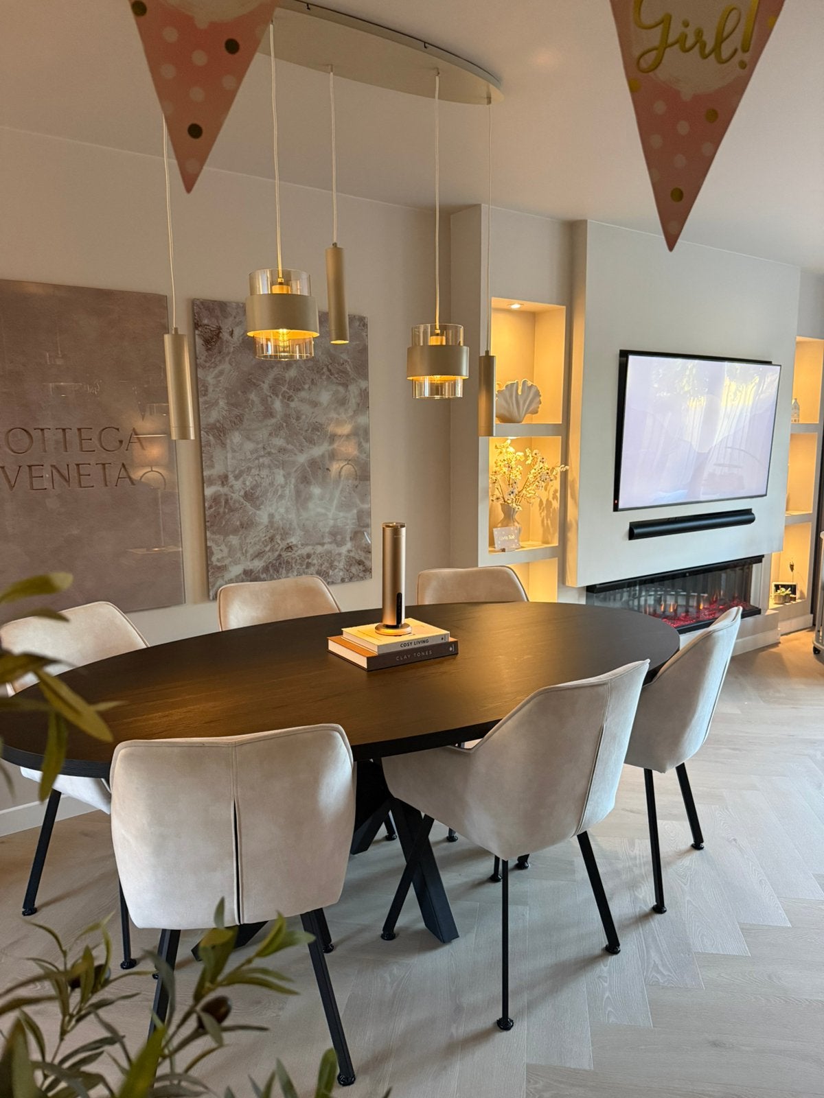 Ovale zwarte eettafel 220x120 cm, Huis en Inrichting, Ophalen, 100 tot 150 cm, 200 cm of meer, Zo goed als nieuw