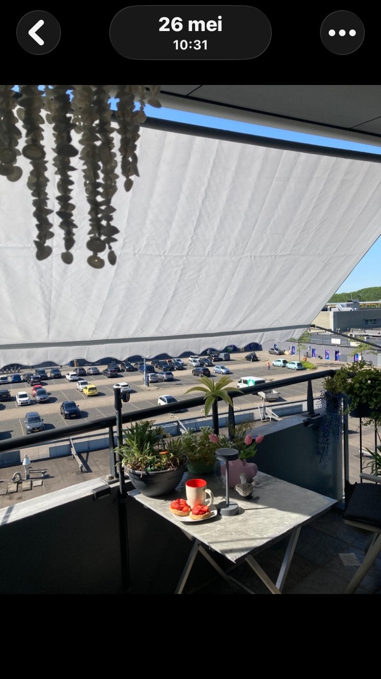 Klemluifel balkon/carport - 3m breed, 2m uitval, ecru, Overige typen, Ophalen of Verzenden, Zo goed als nieuw, 150 tot 300 cm